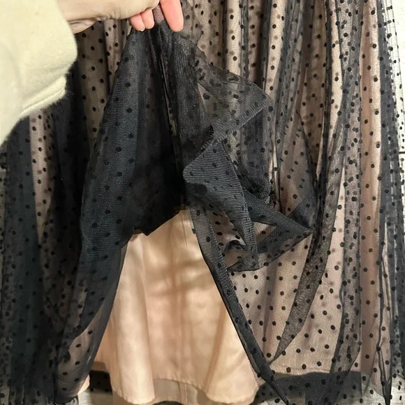 Ann Taylor Black & Pale Pink Polka Dot Skirt - Picture 8 of 9